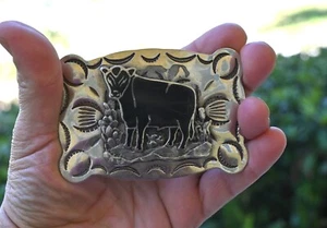 Men's Vintage BK Silversmith Cowboy Belt Buckle, Nickle Silver 73 grams 3 3/4" - Picture 1 of 9