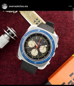 VINTAGE FAVRE LEUBA SEA SKY 33043 CHRONOGRAPH & DIVER BAKELITE BEZEL VALJOUX 72 - Picture 1 of 19