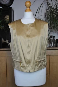 Vintage Betty Barclay Gold Waistcoat Silk Blend Size 18 Stylish and Elegant - Picture 1 of 15