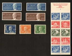 Sweden Semi-Postal Stamps Mixed Lot of 7 Stamps and Bklt Sheet of 10 Stamps - Picture 1 of 2