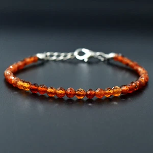 20 Cts Earth Mined 6" Long Hessonite Garnet Faceted Beads Bracelet JK-12E293 - Picture 1 of 2