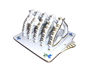 Vintage HEREND Blue Garland Toast Rack, Herend Blue Garland, Herend 4 Slice - Picture 1 of 7