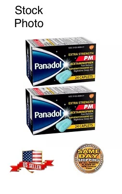 Panadol Extra Strength PM 24 Caplets EA - 2 PACK Exp -07/2025, Acetaminophen - Image 1 of 4