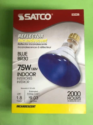 75 BLUE R30 REFLECTOR FLOOD NIGHT LIGHT BULB 75BR30/B/130V - Image 1 of 2