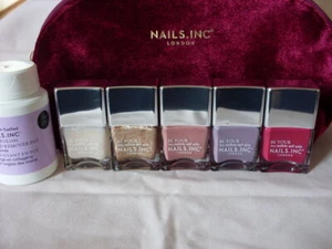 NAILS INC SIX PIECE COLLECTION IN BAG WITH NAILS INC BERRY NAIL VARNISH, ALL NEW - Picture 1 of 3