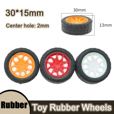 Spielzeugräder Gummireifen 30mm Räder Modellreifen Toy Auto Rad Gelb/Rot/Weiß - Bild 1 von 4