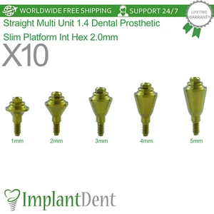 10x Protesi Dentale Dritta Multi Unità 1.4 Piattaforma Sottile Int Esagonale 2.0mm - Foto 1 di 16