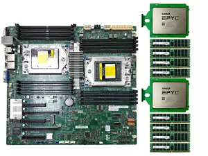 AMD epyc 7642 x2+Supermicro H11DSI REV2.0 +8*32g 2666v 96 cores 256g combination - Picture 1 of 1