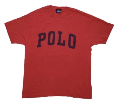 *De colección* Camiseta Polo Ralph Lauren Años 90 Logo Deletreado Roja M Bloque Letra Mediana Foto 1 de 4