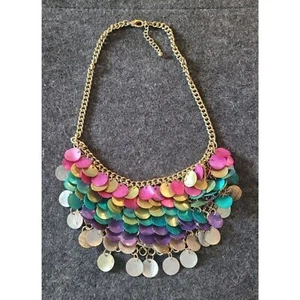 Calypso Multi Color Bold Statement Shell Necklace - Picture 1 of 3