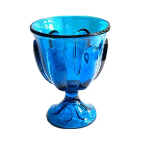 Vintage Blue Bluenique Viking Glass Epic Six Petal Footed Compote Candy Dish - Picture 1 of 4
