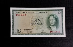 LUXEMBOURG 10 FRANCS P 48a 1954 UNC - Picture 1 of 2