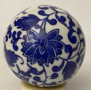 Delft Ball Orb Decorative Ceramic Spheres Chinoiseries Blue White 8 cm Hampton 1 - Bild 1 von 8