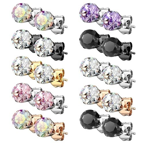 Runde Kristall Ohrstecker Edelstahl Zirkonia Ohrringe Damen Herren Stud - Bild 1 von 1