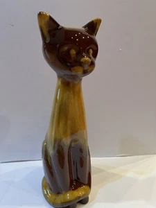 Blue Mountain Pottery 14" Tall Sitting Cat Harvest Gold Brown Redware BMP MCM - Picture 1 of 23