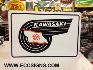  KAWASAKI  60'S LOGO ORANGE SIGN EC0238 - Picture 1 of 4
