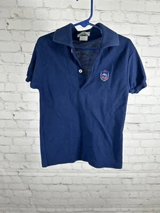 VTG Garan Dark Blue Short Sleeve Knit Polo Shirt Youth Boys 10 USA - Picture 1 of 7