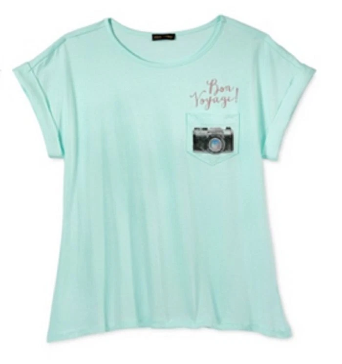 Футболка для девочек Monteau с графическим принтом, зеленая, размер Sm - Изображение 1 из 1