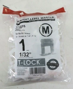 Perfect Level Master Clips 250 Pack 1/32" T-Lock Tile Leveling System New White - Picture 1 of 7