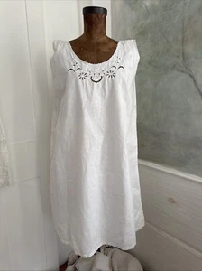Antique Edwardian White Cotton & Eyelet Lace Nightgown Mini Dress Vintage - Picture 1 of 9