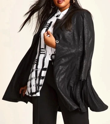 TS TAKING SHAPE plus size S-M / 18 Coated Luna Longline Jacket chic NWT rrp$230! - Image 1 of 4
