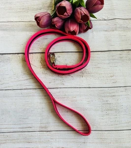 Hot Pink & Black Striped Vintage Dog Leash - Picture 1 of 10