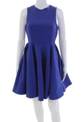 AQ/AQ Womens Back Zip Sleeveless Crew Neck Knee Length A Line Dress Blue Size 4 - Image 1 of 4