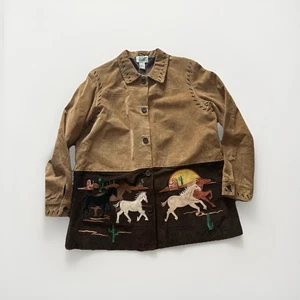 Quacker Factory Suede Horses Jacket Size: Large Tan/Brown - Picture 1 of 9