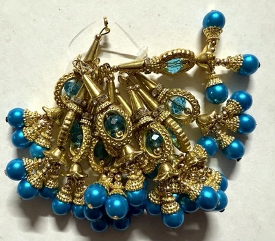 Blusa Novia India Lehenga Latkan TURQUESA Color Cuentas Mujeres 2 Pares-USA Vendo Foto 1 de 4