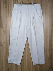 Tommy Bahama Pants Mens 36x28 Cream Beige 100% Silk Relaxed Pleated Cuffed - Picture 1 of 11