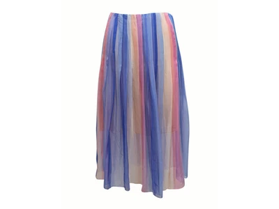 Falda de seda a rayas azul y multicolor Oscar de la Renta primavera/verano 2023 EE. UU. 2 Foto 1 de 4
