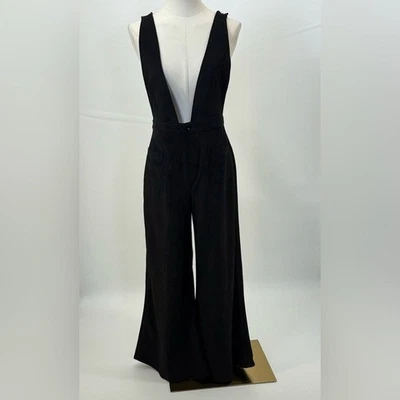 Mono para mujer Sadie & Sage profundo cuello en V pierna ancha espalda abierta negro talla M Foto 1 de 4