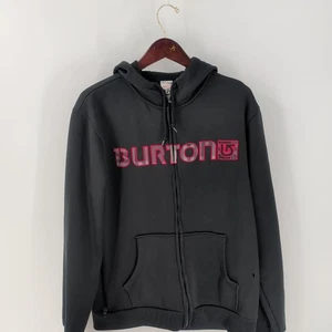 Burton Dryride Ski Snowboard Embroidered Spell Out Full Zip Hoodie Black Size L - Picture 1 of 9