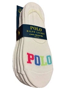 Polo Ralph Lauren MUJERES Forros Calcetines Tacón Antideslizante 6 Pares BLANCO Zapato Talla 4-10 - Imagen 1 de 4