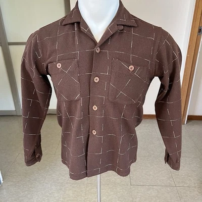 Camisa de lana a cuadros Pleasure King vintage años 50 manchas atómicas S Foto 1 de 4