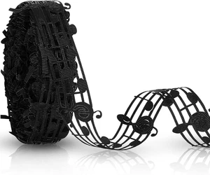 2 Rolls Music Note Ribbon Hollow Grosgrain Engraved Notation Craft Ribbons Cloth - Picture 1 of 7