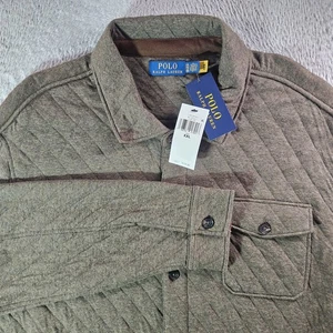 $228 NUEVO Polo Ralph Lauren Acolchado Jersey Sobrecamisa Chaqueta Hombres XXL Verde Oliva - Imagen 1 de 12