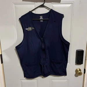 Walmart Employee Vest Adult Size Large Blue Full Zip Polyester Associate Uniform - Picture 1 of 9