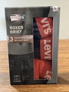 New LEVI’S Mens L Boxer Briefs 3-Pack Cotton Stretch Microfiber Waistband NIB - Picture 1 of 7