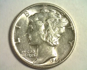 1940 MERCURY DIME ABOUT UNCIRCULATED+ AU+ NICE ORIGINAL COIN BOBS COINS 99c SHIP - Picture 1 of 2