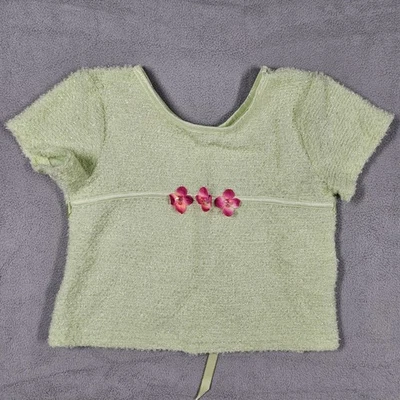 Babydoll de Colección Y2K Zoey Top Niñas Talla 5 Recortado Verde Floral Cinta Suave Texturizado Foto 1 de 4