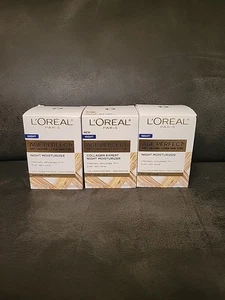 3 × L'OREAL Night Age Perfect Anti-Sagging Even Tone Collagen Moisturizer Mature - Picture 1 of 3