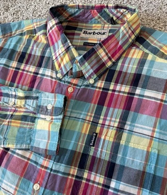 Camisa Barbour a medida para hombre manga larga botón multicolor a cuadros XL - Leer Foto 1 de 4