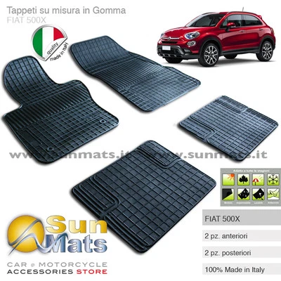 Tapis Fiat 500X Caoutchouc sur Mesure Fabriqué en Italie + Hommage Profumin - Photo 1/2