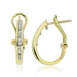 14K Yellow Gold .25ctw Natural Diamond J Hoop Earrings GE-2225 - Picture 1 of 3
