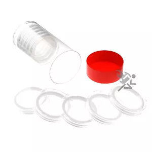 Elemetal Serie Münzrähmchen, rote Kapselröhre & 10 Hochrelief 40 mm weiße Ringe - Bild 1 von 4
