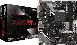 B450M-HDV R4.0 AMD B450 AM4 Socket Ryzen 2000 - 5000 Processors DDR4 3200 64GB H - Picture 1 of 6