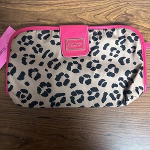 Betsy Johnson Leopard Print Make Up Hair Accessory Large Pouch NwT - Picture 1 of 3