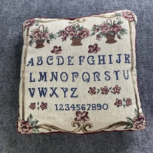 VTG 70s Alphabet Numbers Tapestry Pillow ABC Floral Design 80s Country Nursery - Picture 1 of 10