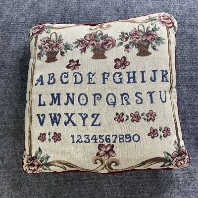 VTG 70s Alphabet Numbers Tapestry Pillow ABC Floral Design 80s Country Nursery - Image 1 of 4